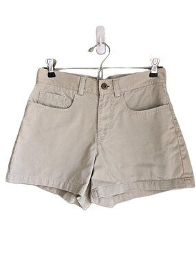 DKNY Drop Waist Chino Jeans Shorts, Tan Khaki Women's 2, Front & Rear Pockets